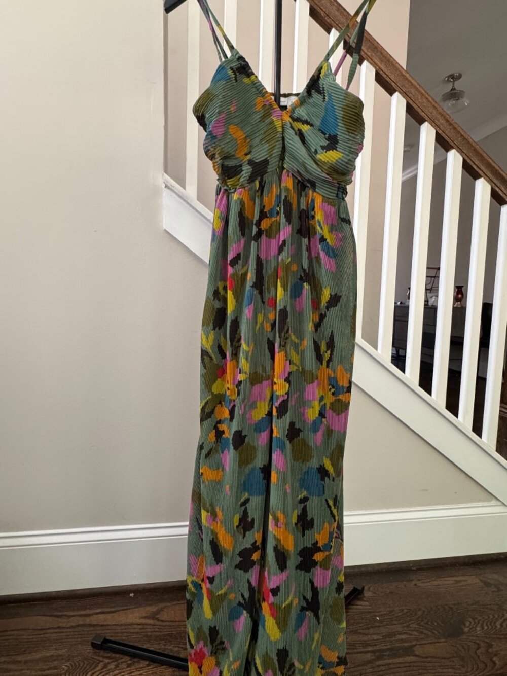 Multicolor Green Maxi Dress Women Size Large